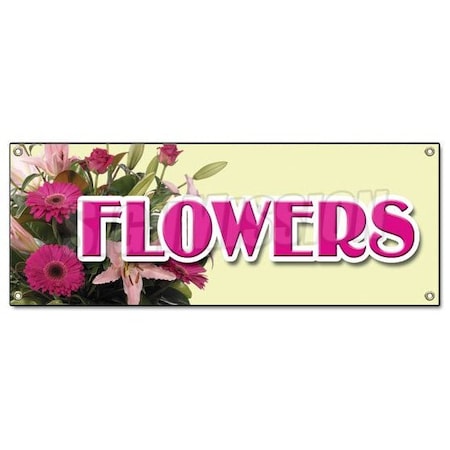 Signmission FLOWERS BANNER SIGN floral flower shop signs florist roses fresh gift B-Flowers